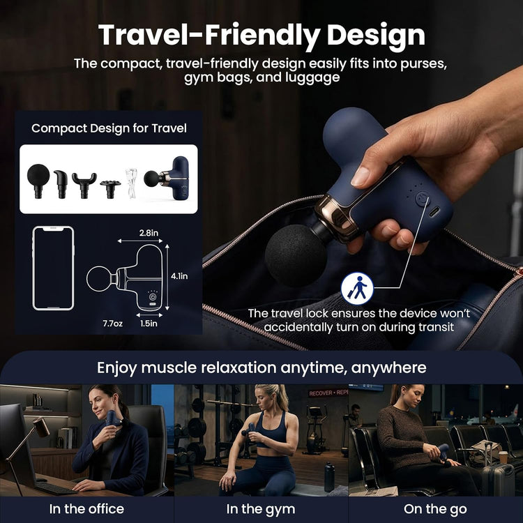 Rika Mini Deep Tissue Massage Gun | 4 Speeds & 4 Heads