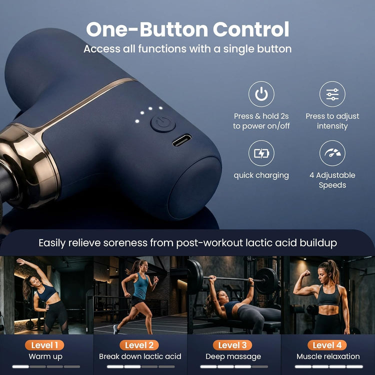 Rika Mini Deep Tissue Massage Gun | 4 Speeds & 4 Heads