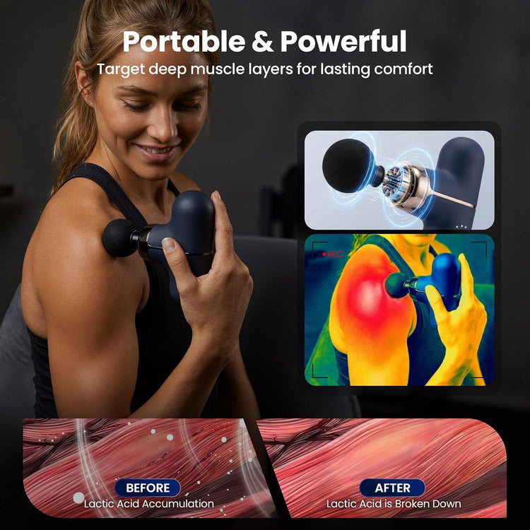 Rika Mini Deep Tissue Massage Gun | 4 Speeds & 4 Heads
