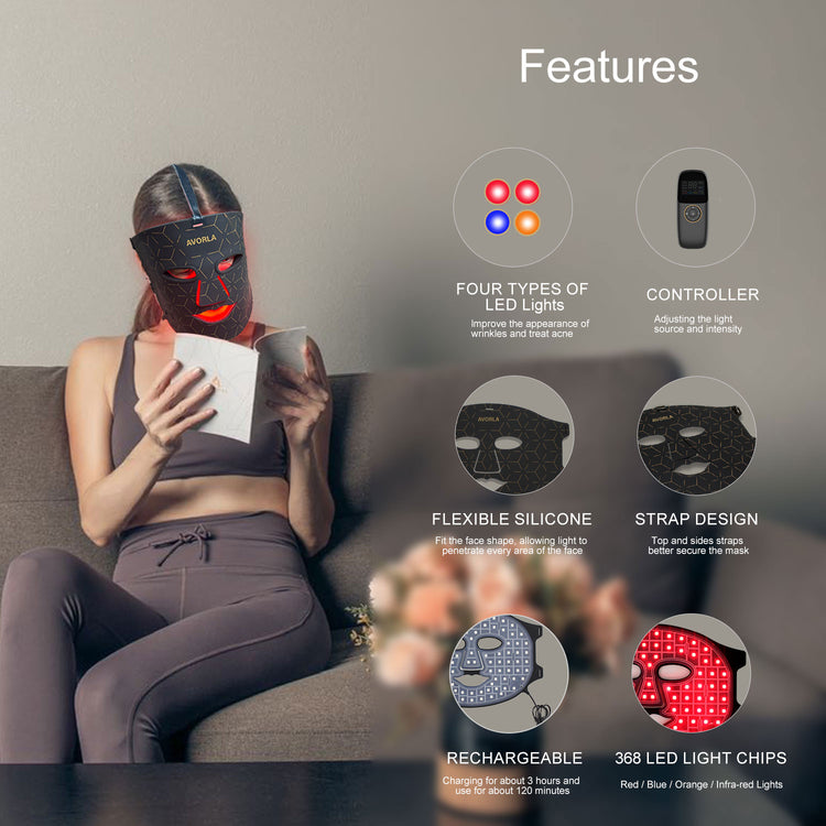 Avorla Beauty LED Silicone Facial Photon Mask 4-Color