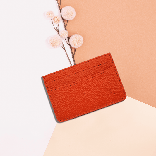 Aphrona Orange Leather Card Holder